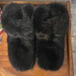 UGG Amary black furry ankle booty slippers. Size 8. New in box.